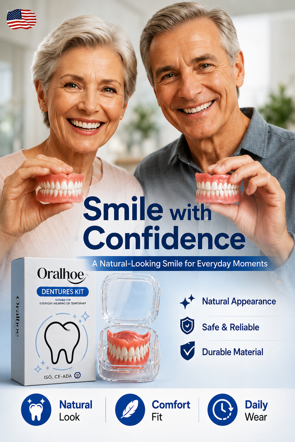 🦷 Instant Full Restoration Dentures – Easy At-Home Fit in Minutes