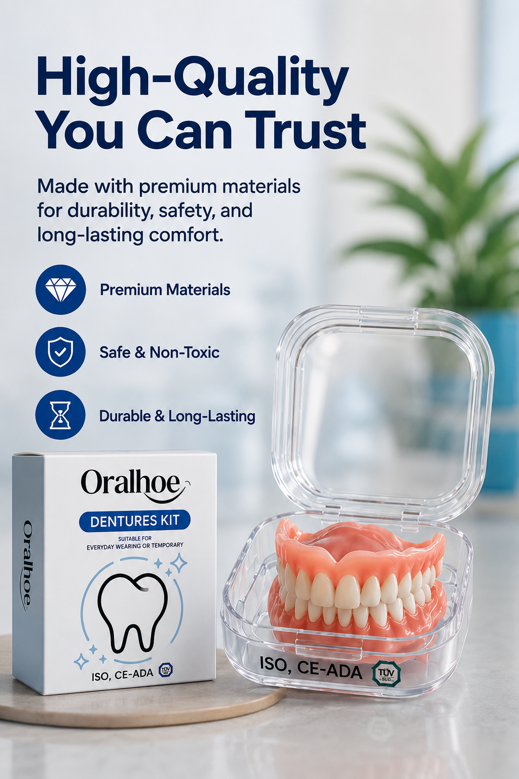 🦷 Instant Full Restoration Dentures – Easy At-Home Fit in Minutes