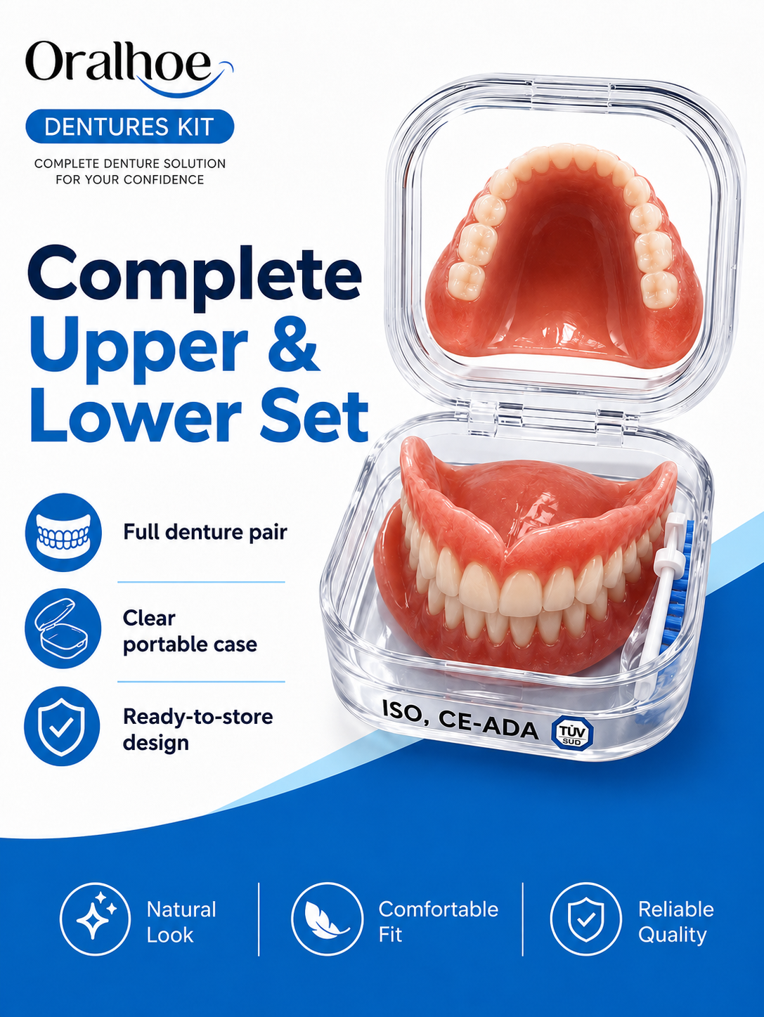 🦷 Instant Full Restoration Dentures – Easy At-Home Fit in Minutes