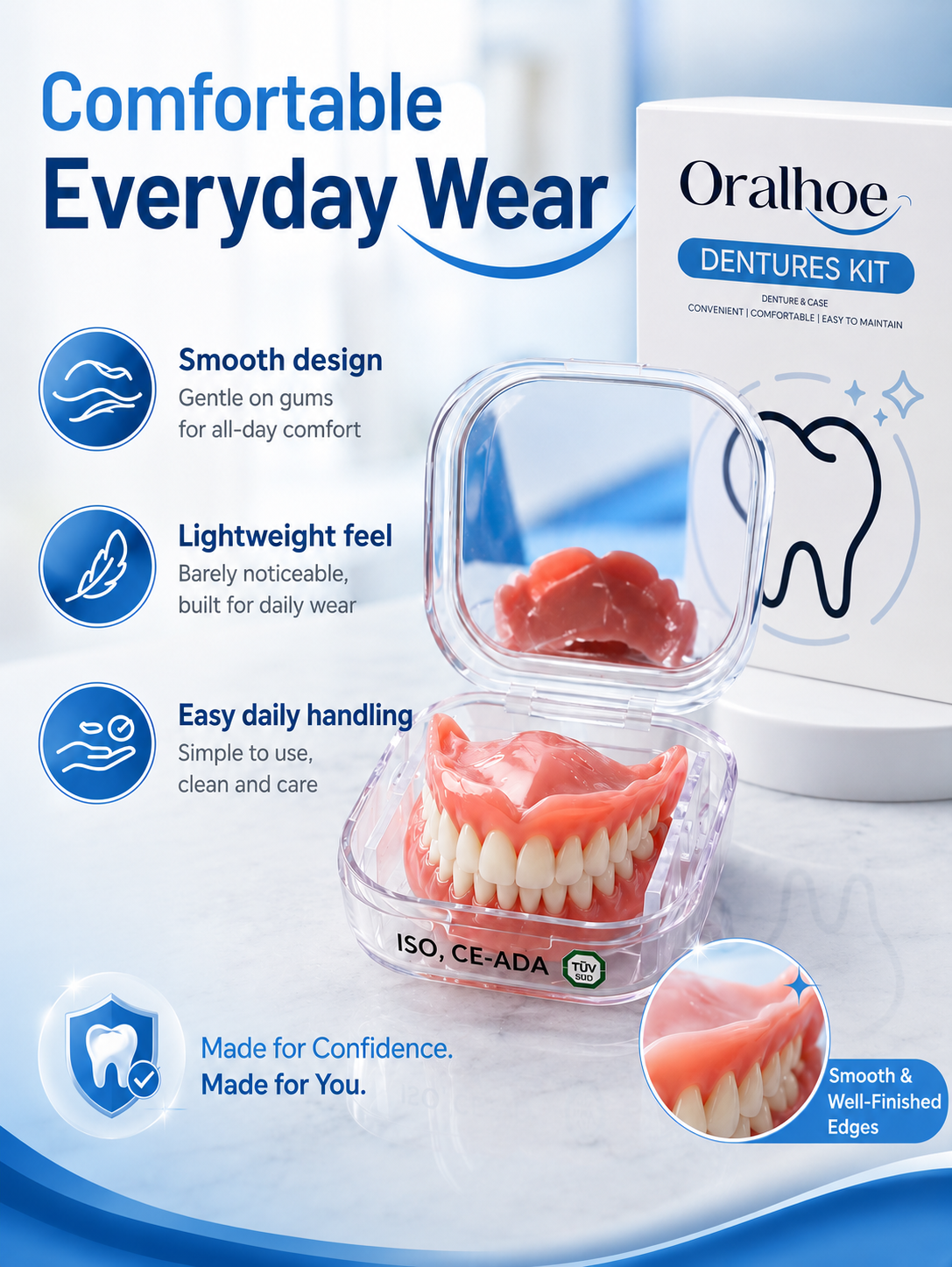 🦷 Instant Full Restoration Dentures – Easy At-Home Fit in Minutes