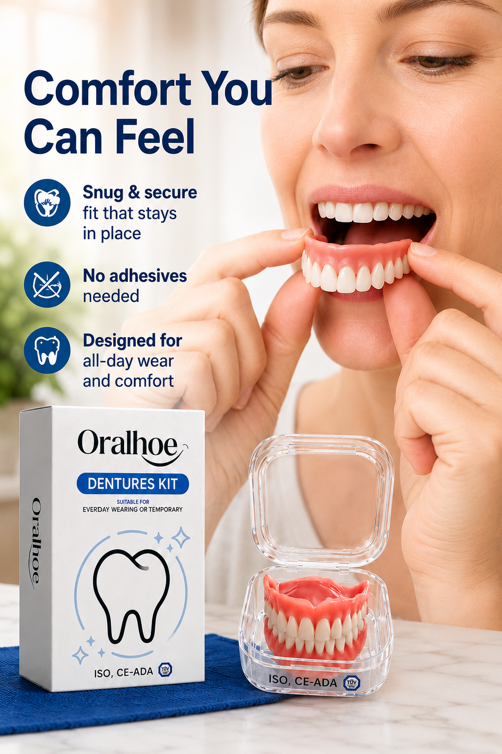 🦷 Instant Full Restoration Dentures – Easy At-Home Fit in Minutes