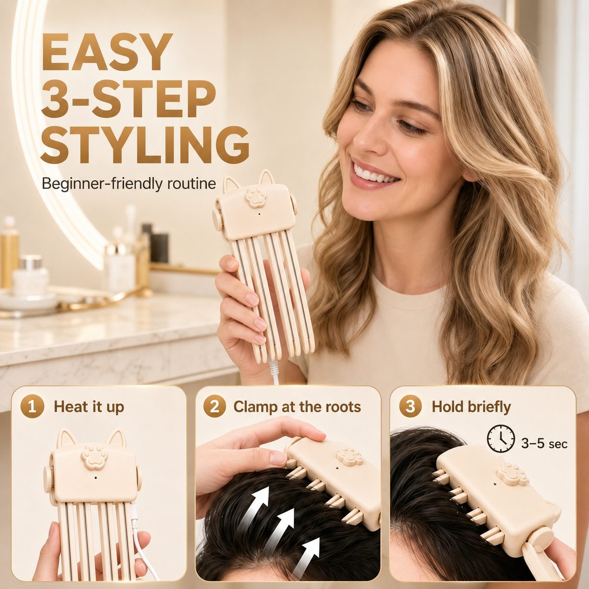 🔥 50% OFF | Instant Root Volume Clip 🪮 No Heat, No Creases
